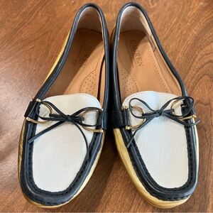 Lauren Ralph Lauren Briley leather driving loafer Gold, White, Navy Size 6.5